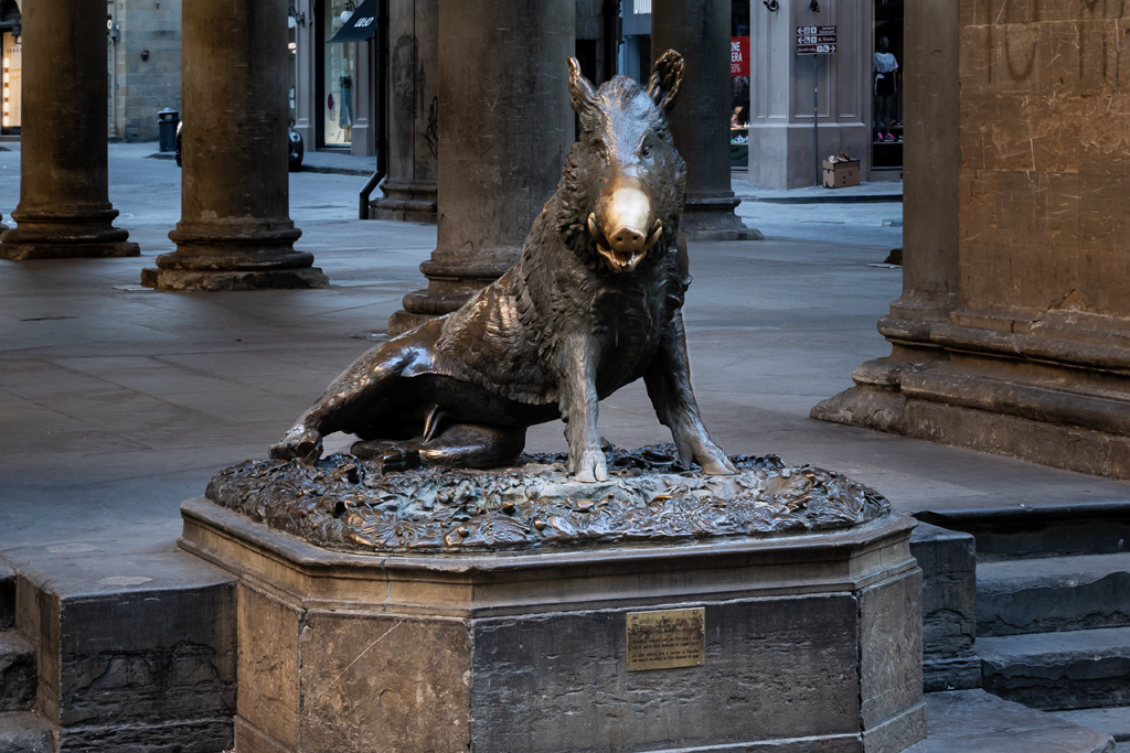 Little Pig (porcellino), copy of the bronze sculpture by Pietro Tacca, 1633, as a praise of the Grand Duke Cosimo I during the hunt which is shown at the Stefano Bardini Musem.