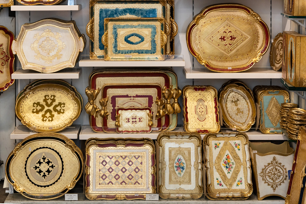 Florentine wooden trays hand made and painted.