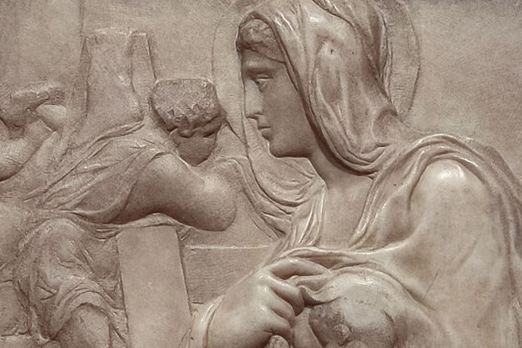 Casa Buonarroti: Madonna della Scala, stiacciato marmoreo di Michelangelo Buonarroti, databile al 1491 circa.